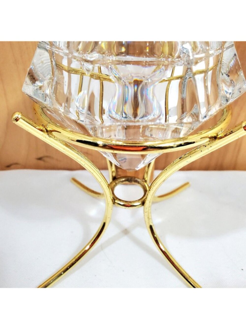 Partylite Solitaire Tealight Candle Holder 24% lead crystal diamond 1999 vtg - Picture 8 of 10
